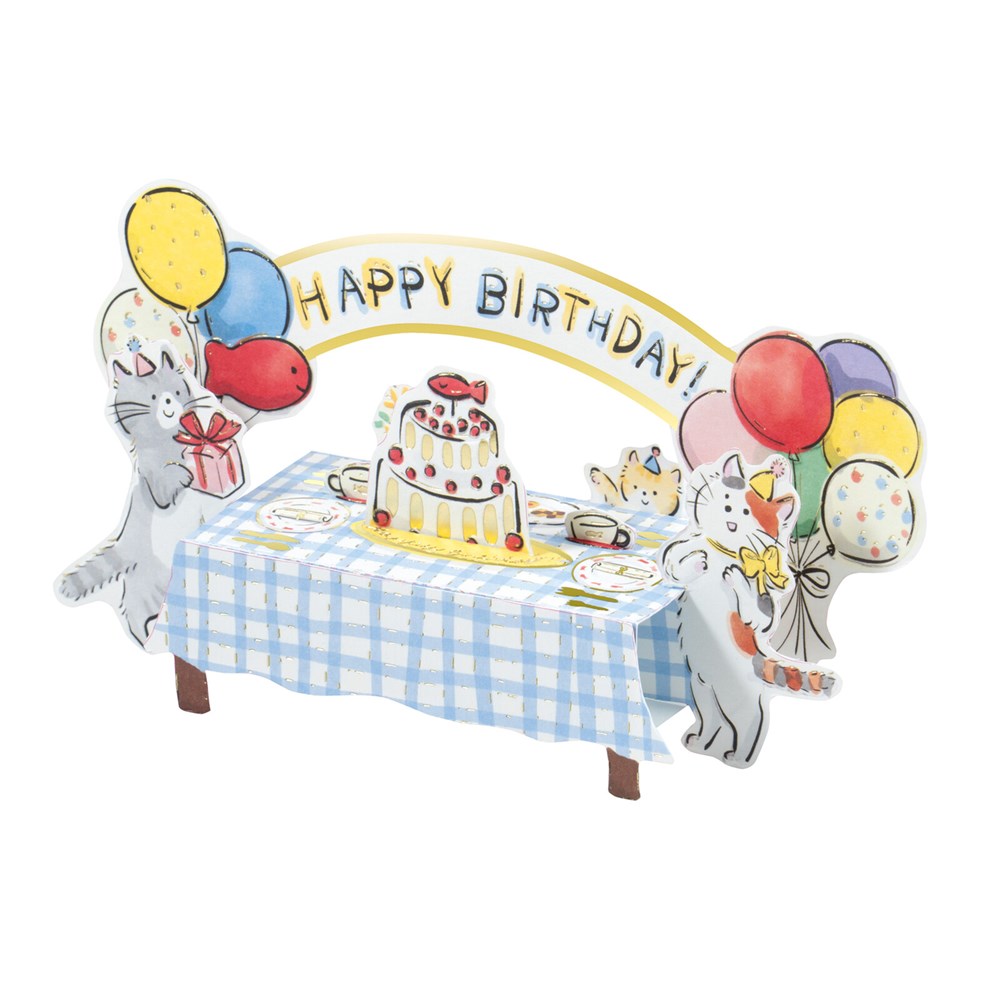 Birthday Table Pop-Up Card - Cats