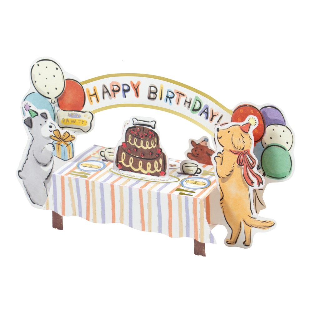 Birthday Table Pop-Up Card - Dogs