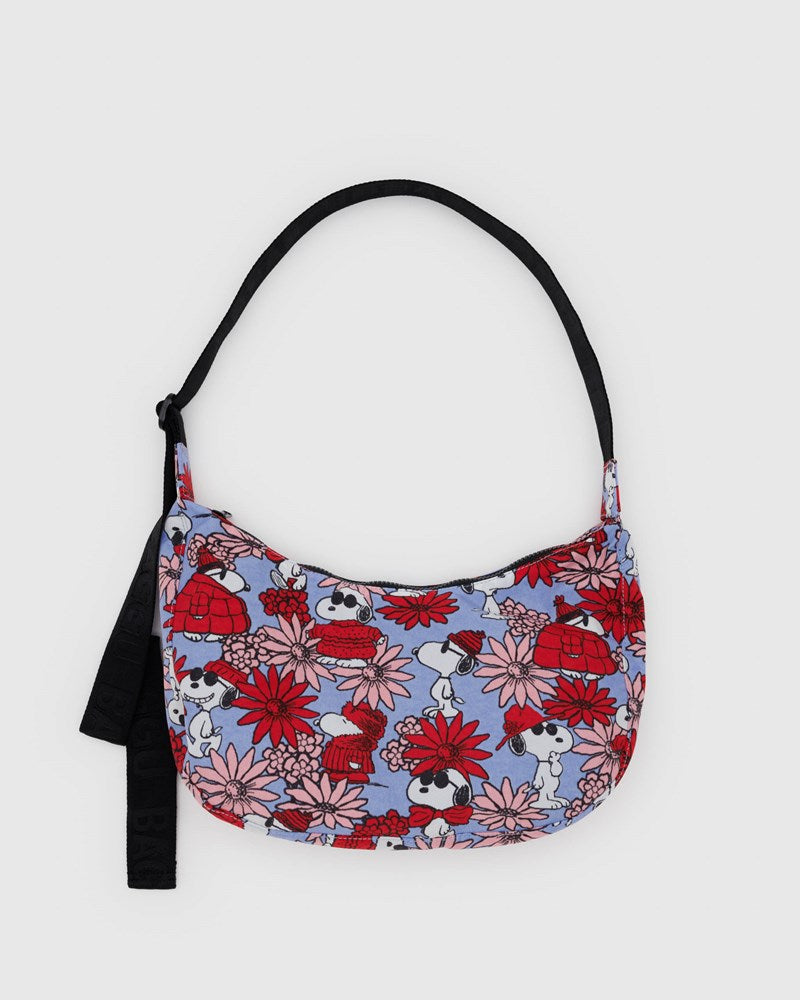 Peanuts x BAGGU Medium Nylon Crescent Bag - Floral Snoopy