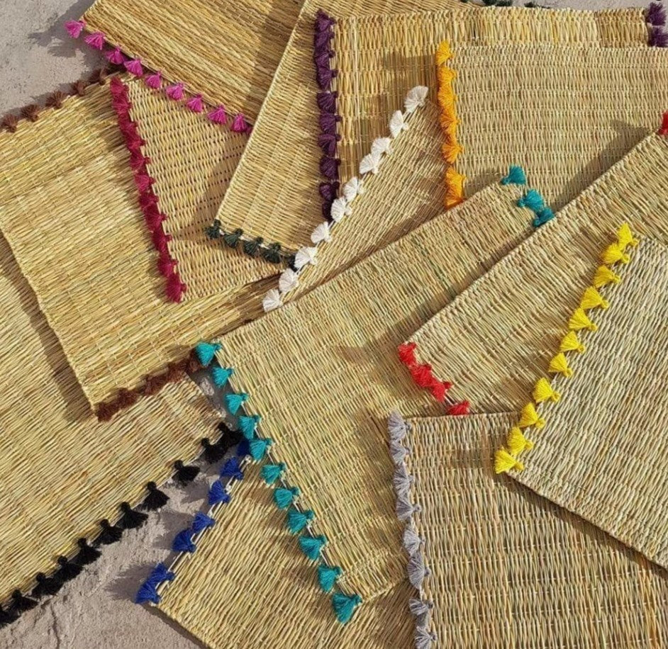 Handwoven Moroccan Placemats with Tassels