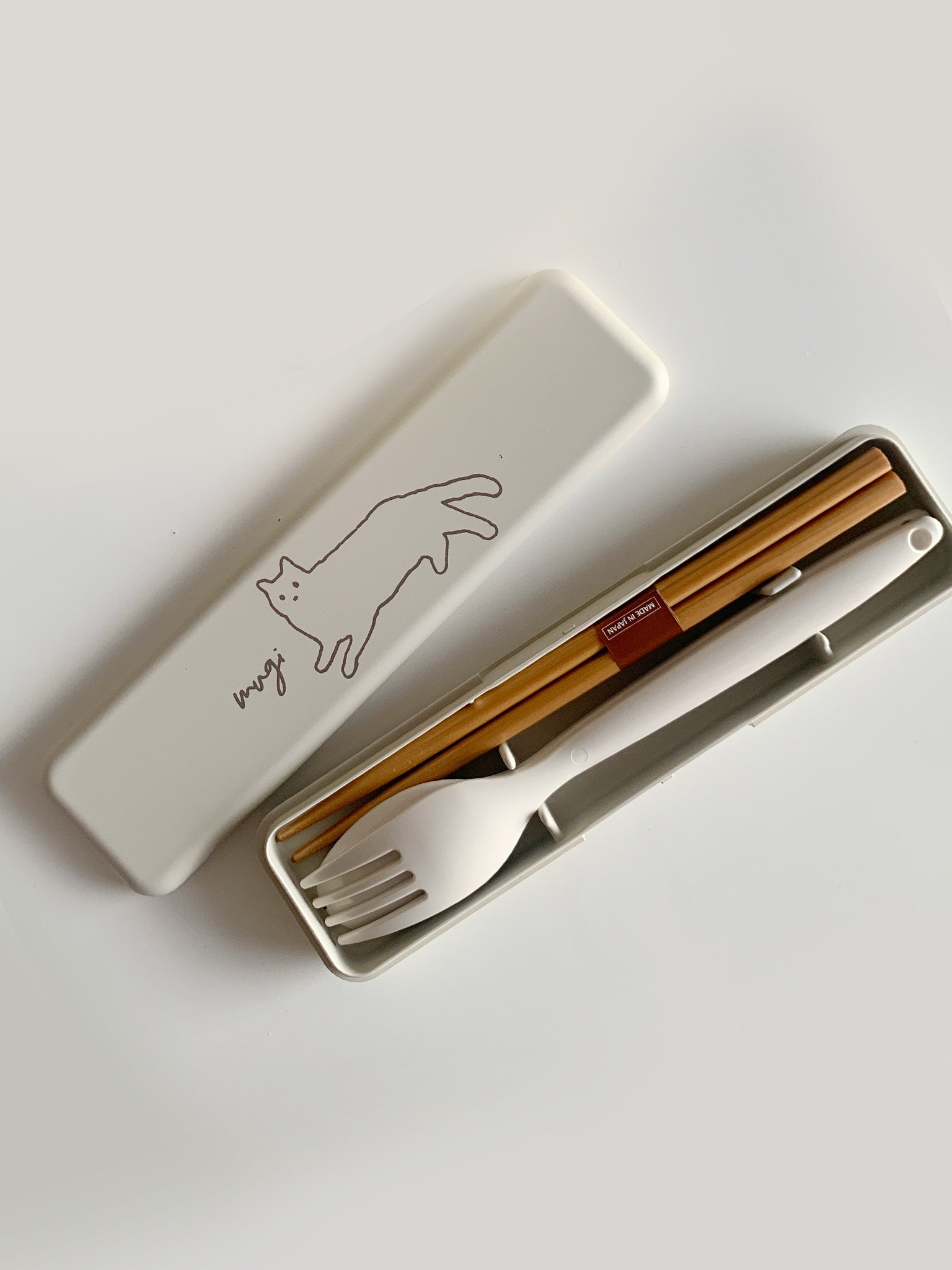 Croquis Cat Travel Cutlery Set - Ivory