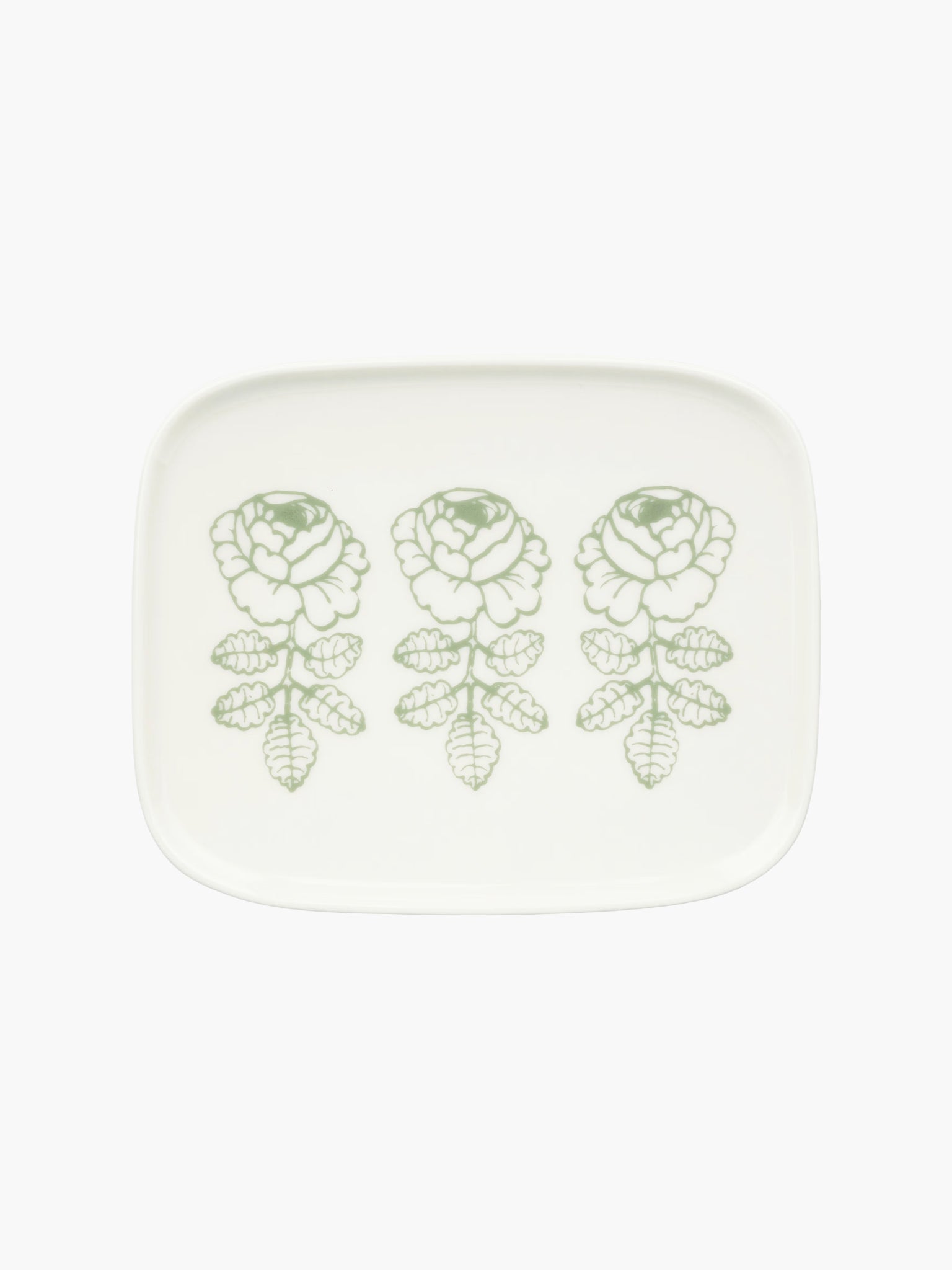 Marimekko Oiva Vihkiruusu プレート 3枚セット　新品 Oiva / Vihkiruusu Plate - White & Sage (15x12cm) – Hands