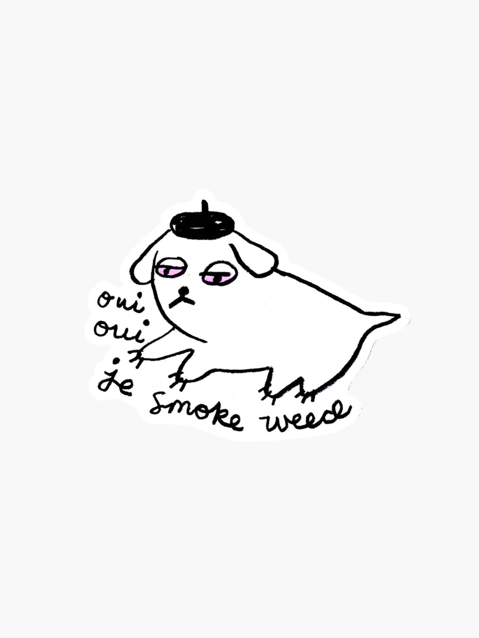 Weed Dog Sticker (Oui Oui Je Smoke Weed)