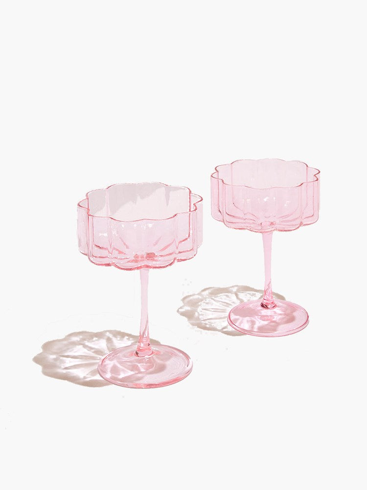 Wave Coupe Glasses (Set of 2) - Pink