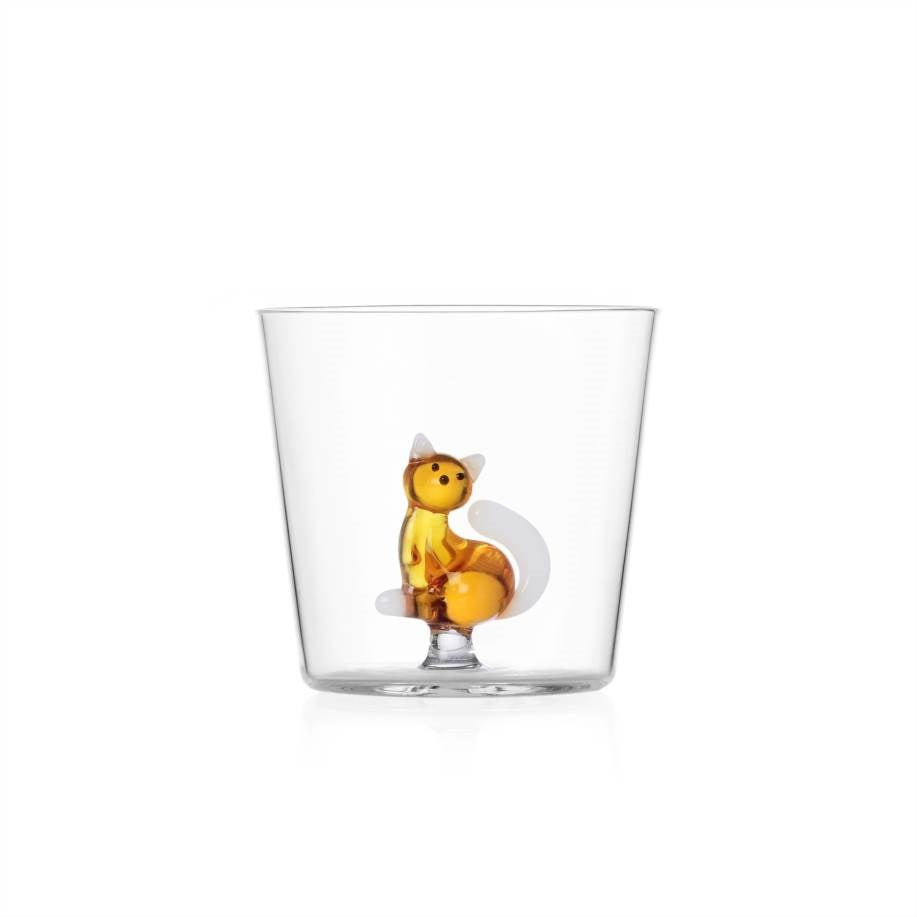 Sitting Cat Tumbler - Amber & White Tail