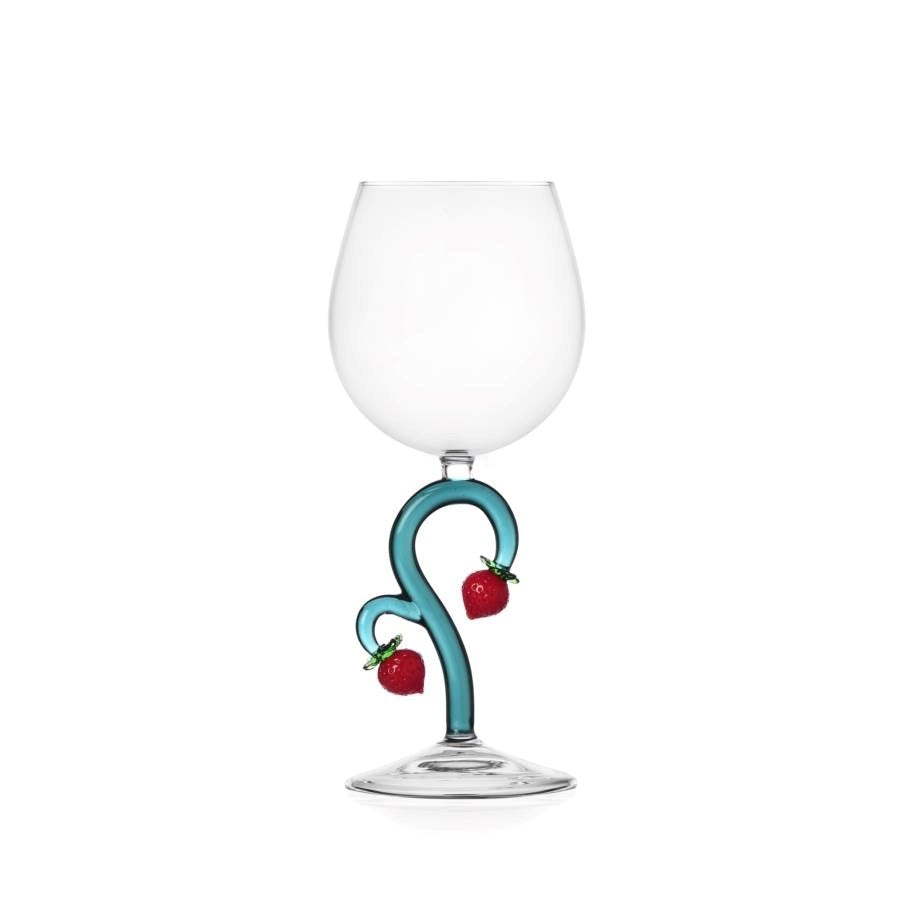 Stemmed Wine Glass - Strawberries