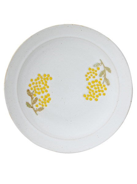 Mimosa Waltz Hasamiware Plate (20cm) - White