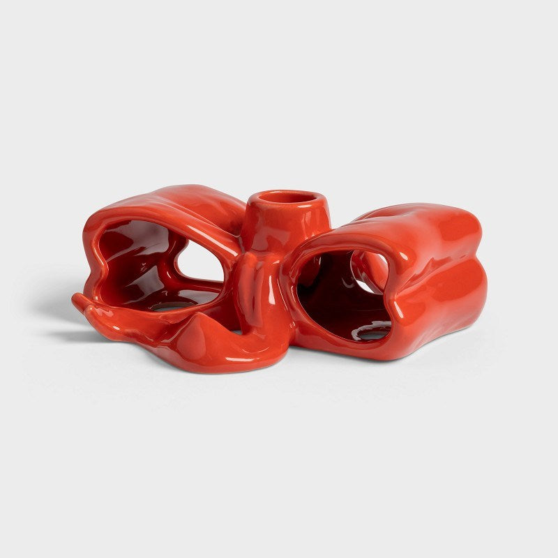 Ribbon Candle Holder - Red