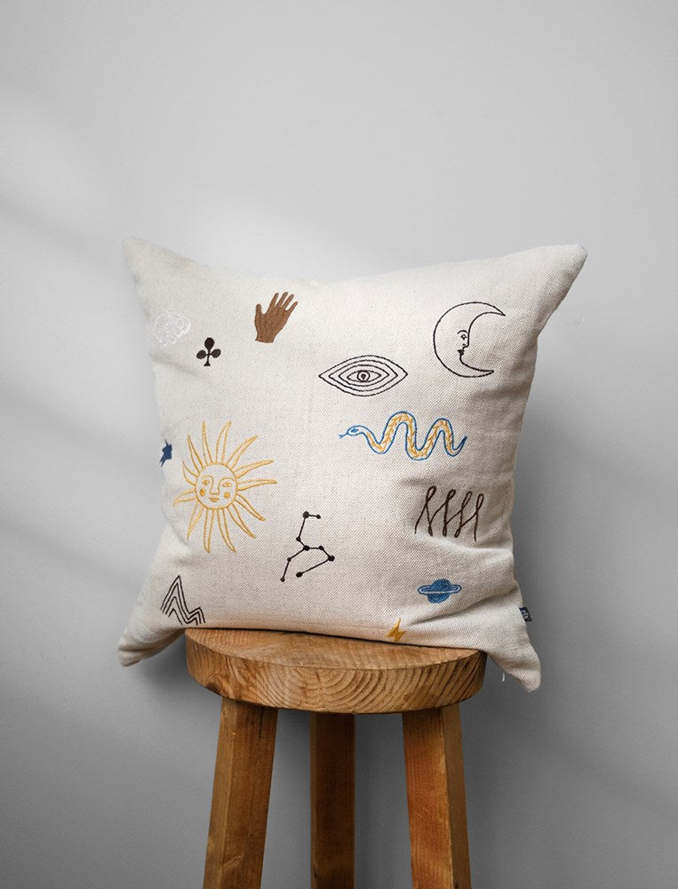 Symbol Embroidered Cushion Cover