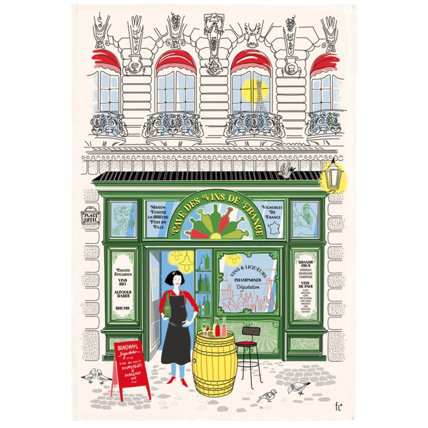 Parisian Shops Tea Towel - Wine Merchant