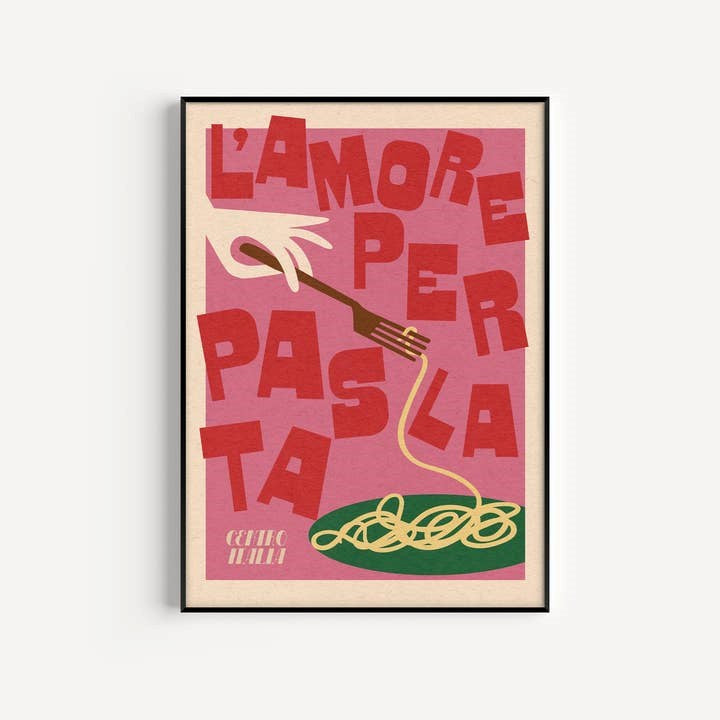 Pasta Love Print - Pink (A3)