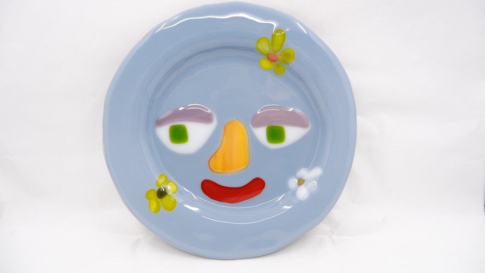 Blue Settle Petal Glass Plate (16cm)