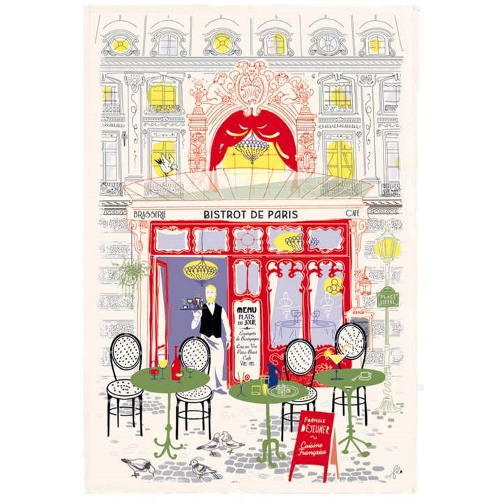 Parisian Shops Tea Towel - Bistrot