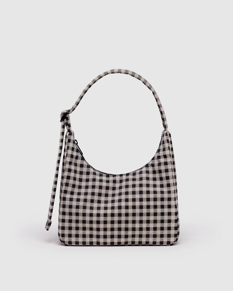 MINI Nylon Shoulder Bag - Black & White Gingham