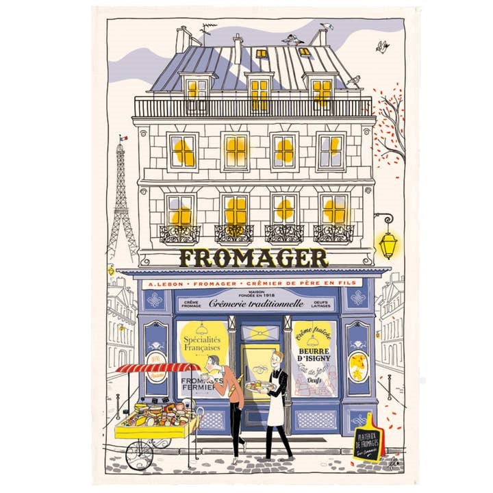 Parisian Shops Tea Towel - Fromagerie