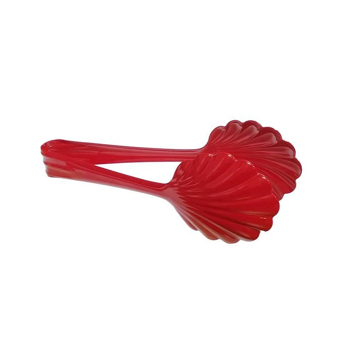 Scalloped Bakery Tongs -  Shiny Red