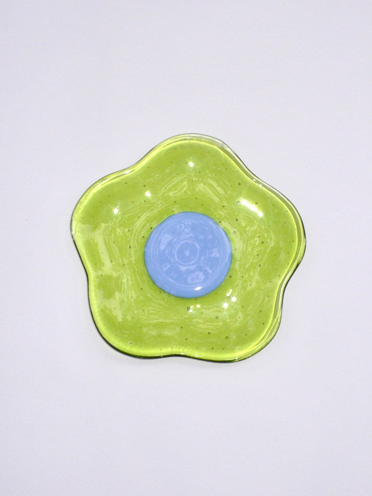 Glass Flower Plate (23cm) - Lime