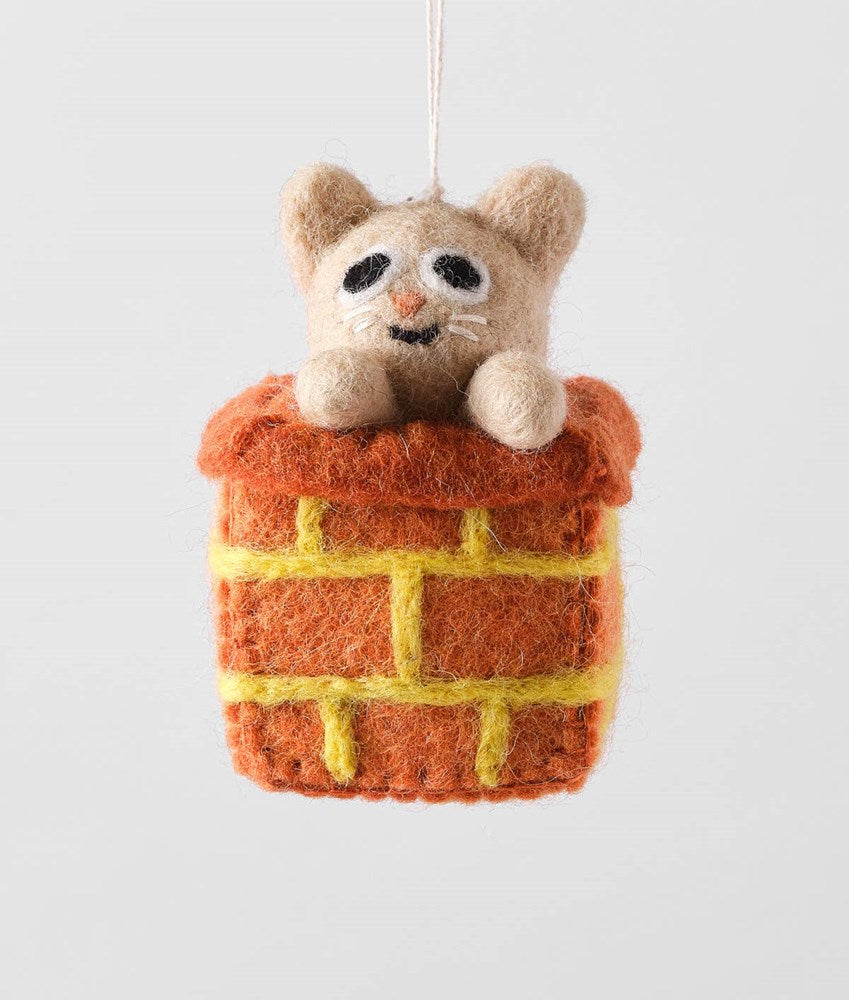 Handmade Felt Ornament - Simbi (Chimney Cat)