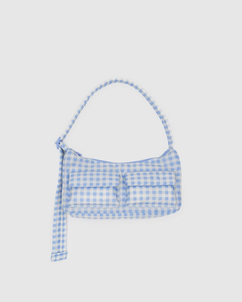 Cargo Shoulder Bag -  Light Blue Gingham
