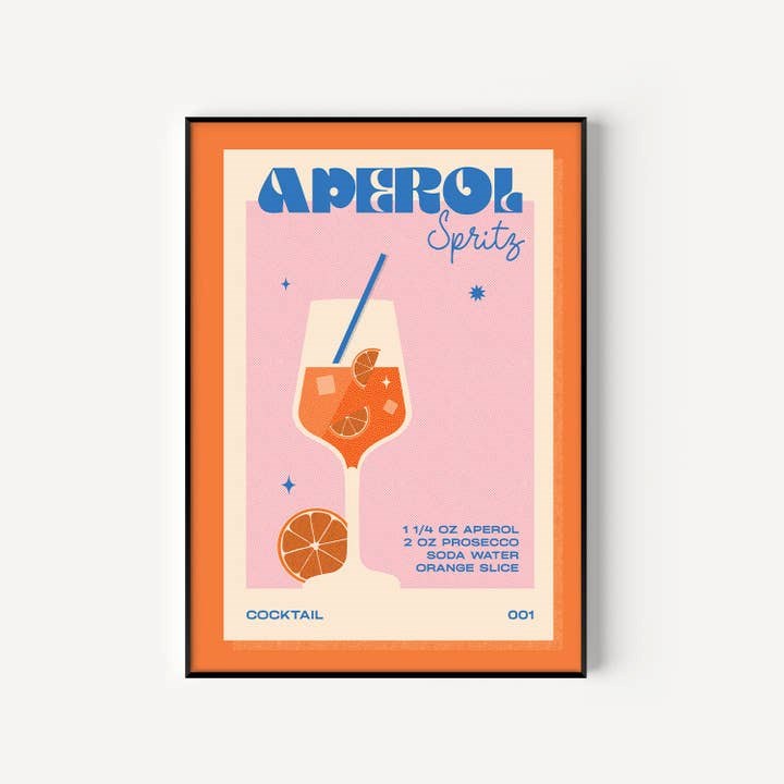 Aperol Spritz Print - Orange & Pink (A3)