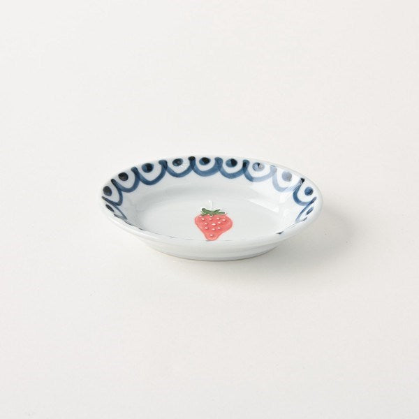 Aritaware Strawberry Oval Small Bowl  (12.5cm)