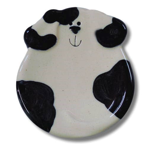 Ceramic Dog Dish - Black & White Spots