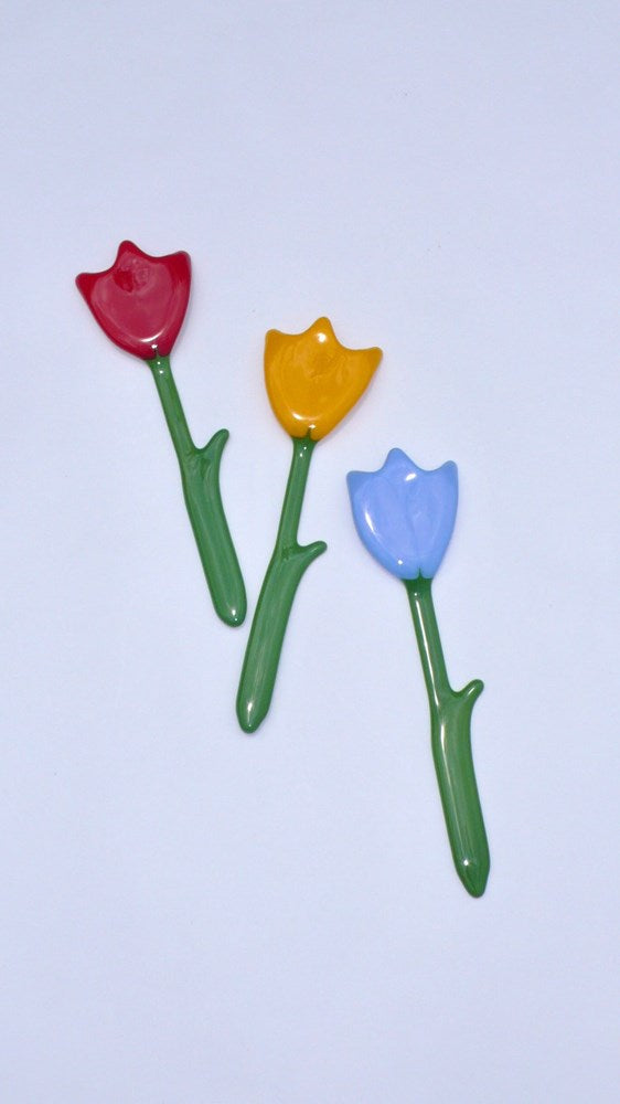 Glass Tulip Serving Spoons