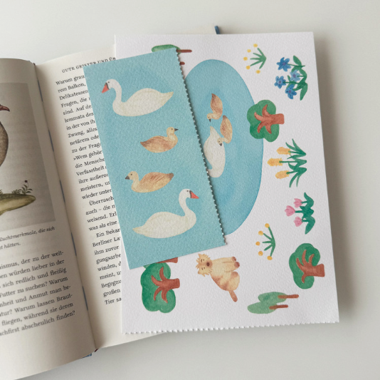 Lucy Meets the Swan Family Postcard & Bookmark by little room