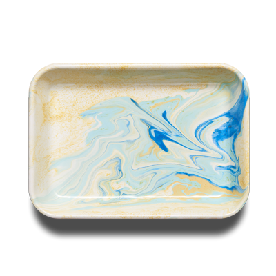 Small Rectangular Marble Tray (26cm) - Lemon Cream