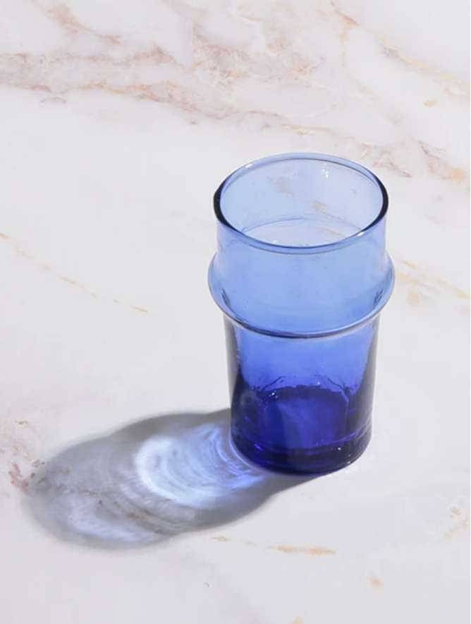 Beldi Moroccan Rimmed Glass (295ml) - Blue