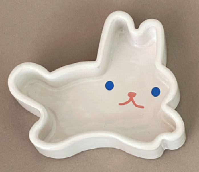 Hopping Bunny Trinket Dish - White