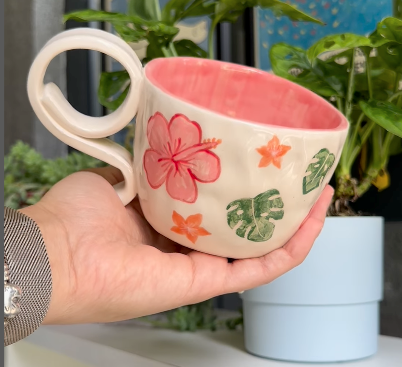 Hibiscus & Monstera Mug