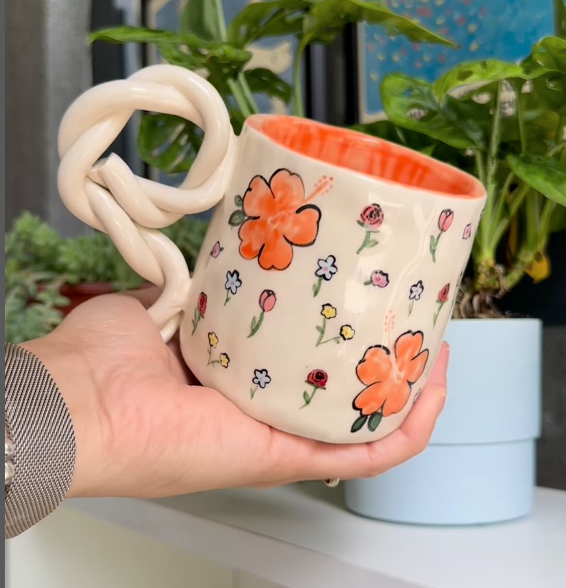 Hibiscus & Flowers Mug - Twist Handle