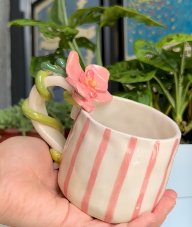 Orchid Pink Stripe Mug