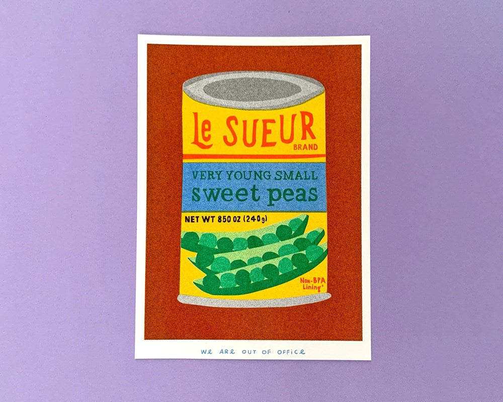 Can of Sweet Peas - Risograph Print (13x18cm)