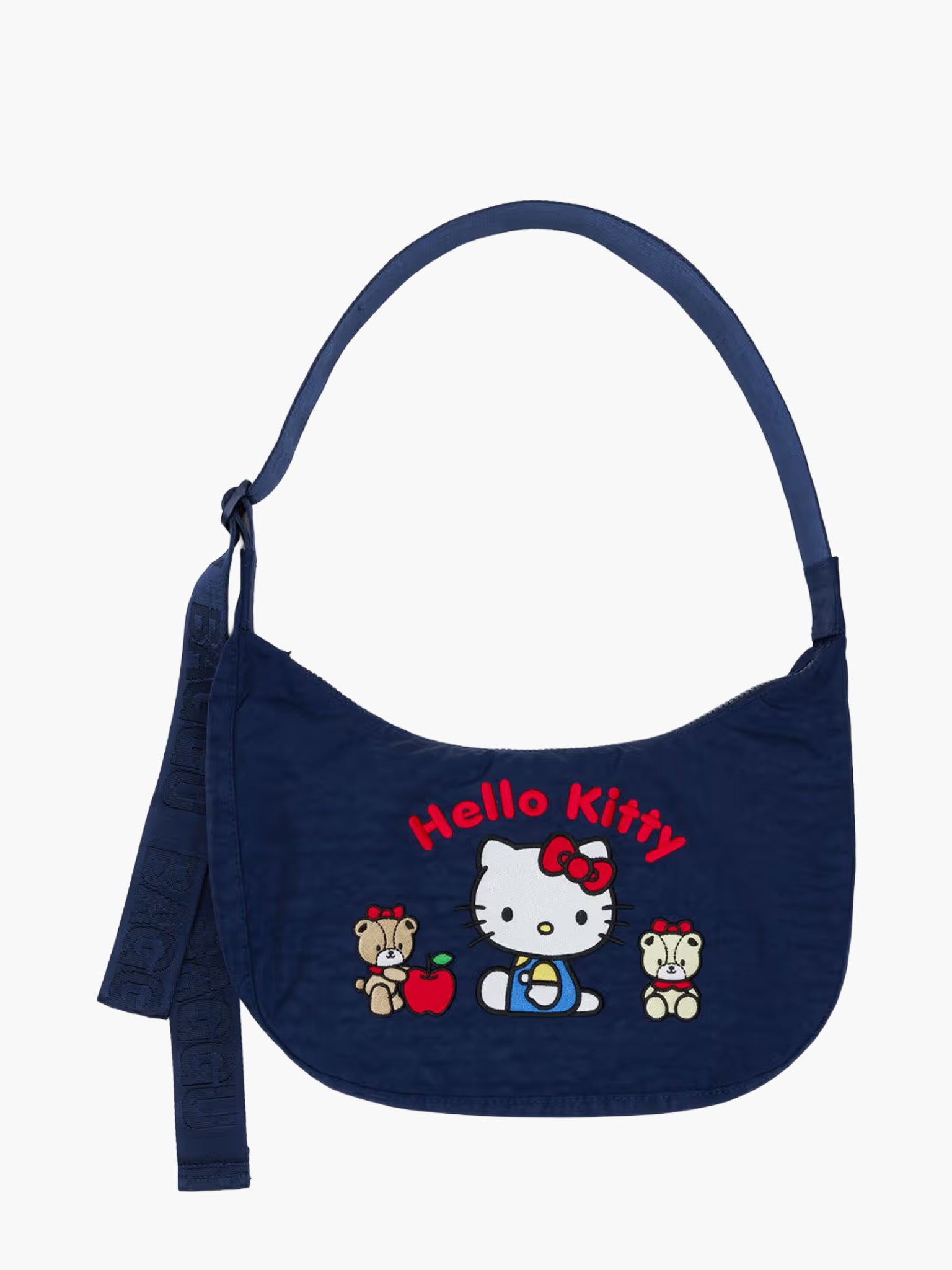 Medium Nylon Crescent Bag - Embroidered Hello Kitty & Teddy
