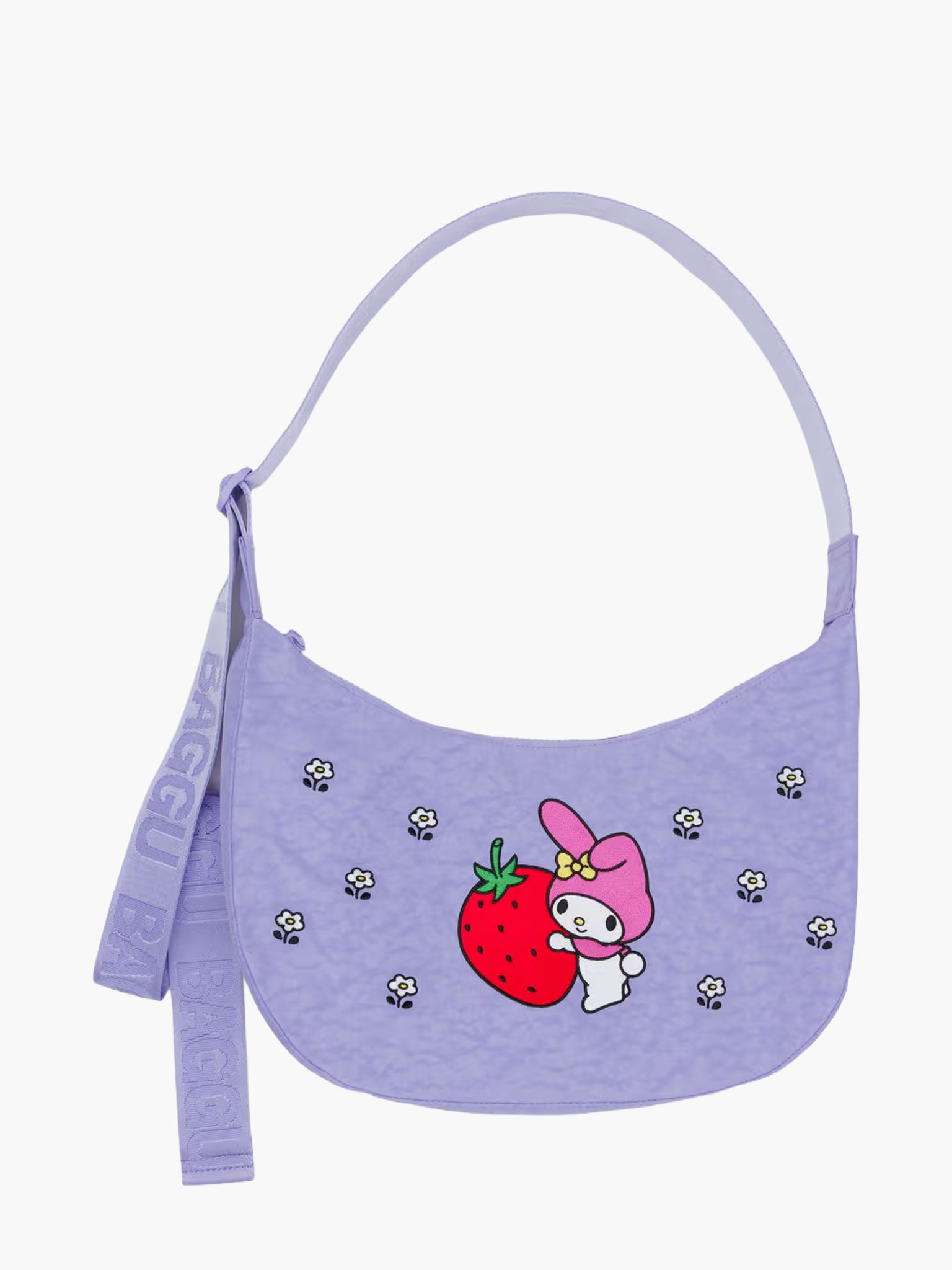 Medium Nylon Crescent Bag - Embroidered My Melody Strawberry