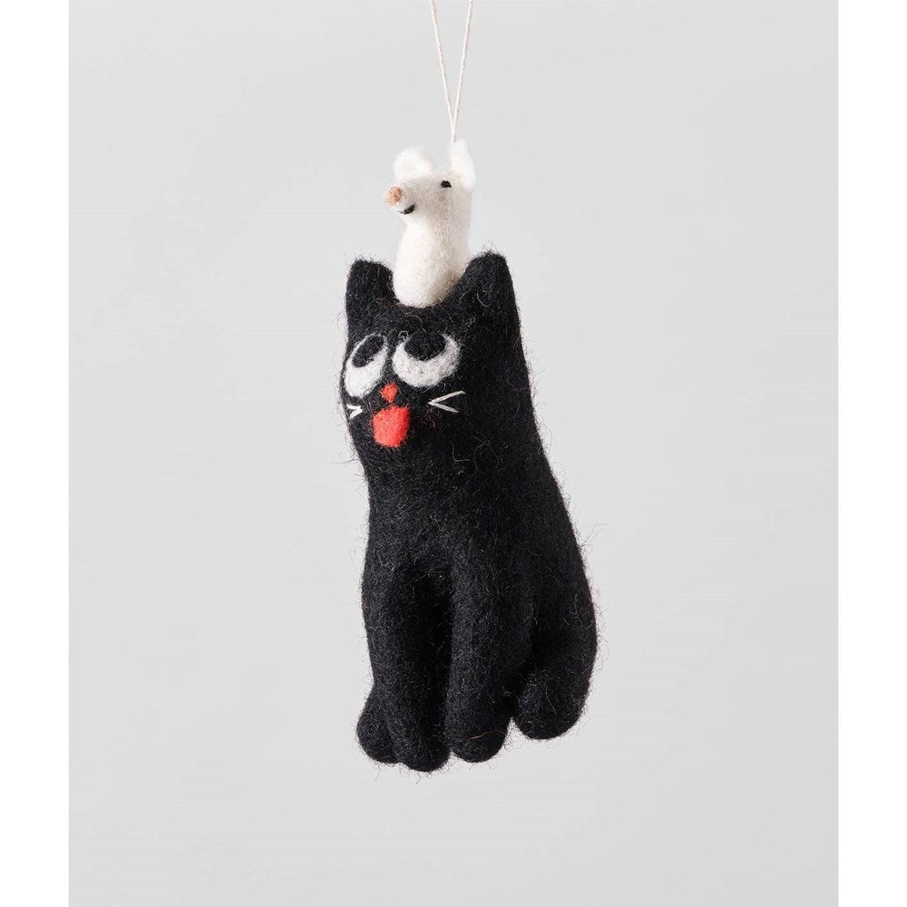 Handmade Felt Ornament - Clint (Cat & Mouse)