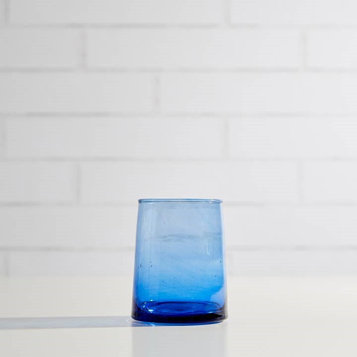 Beldi Tapered Moroccan Glass (235ml) - Short Blue