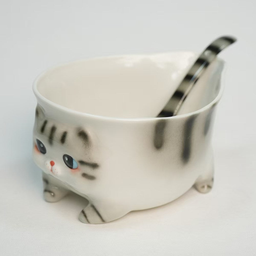 Tabby Cat Bowl with Spoon (210ml)