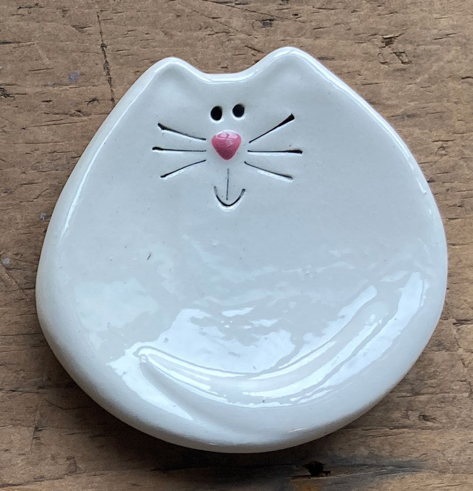 Ceramic Cat Dish - White