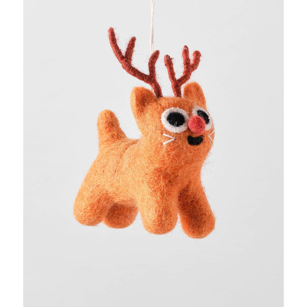 Handmade Felt Ornament - Rudy (Reindeer Cat)