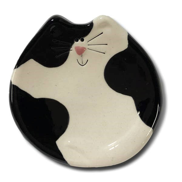 Ceramic Cat Dish - Black & White Spots