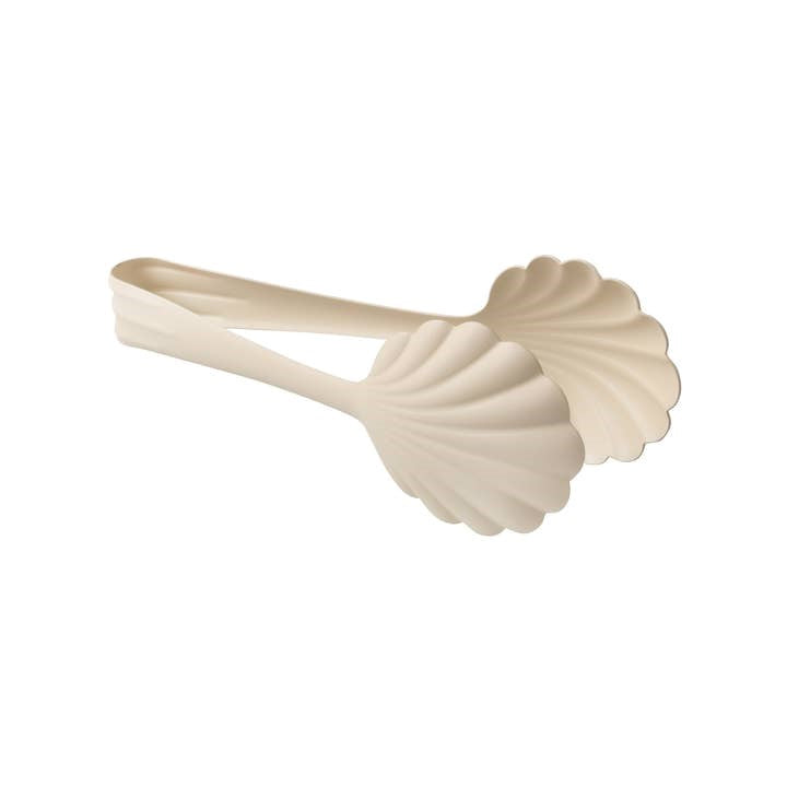 Scalloped Bakery Tongs -  Matte Off White