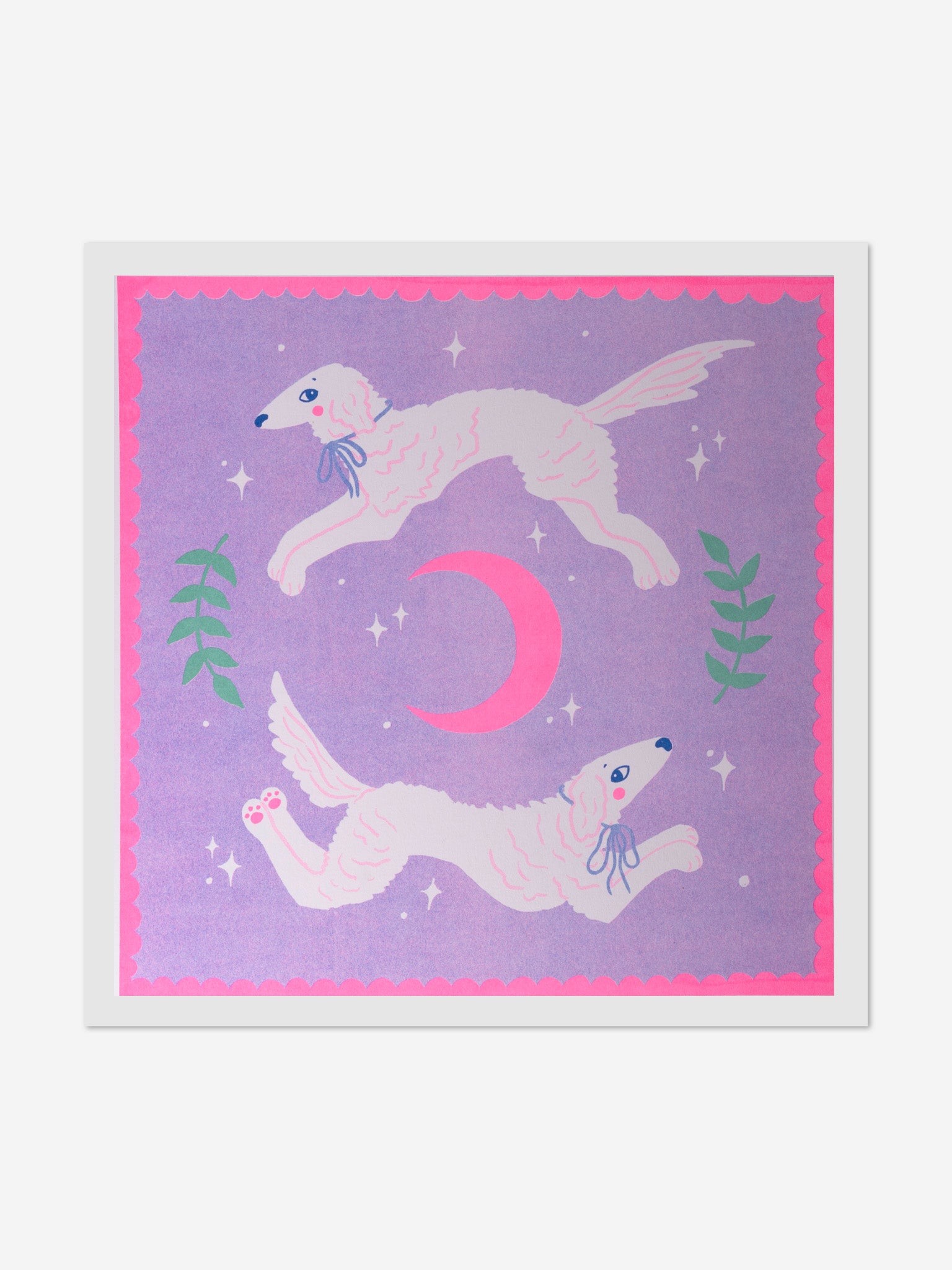 Leaping Borzois by Amy Hastings - Risograph Print (30x30)