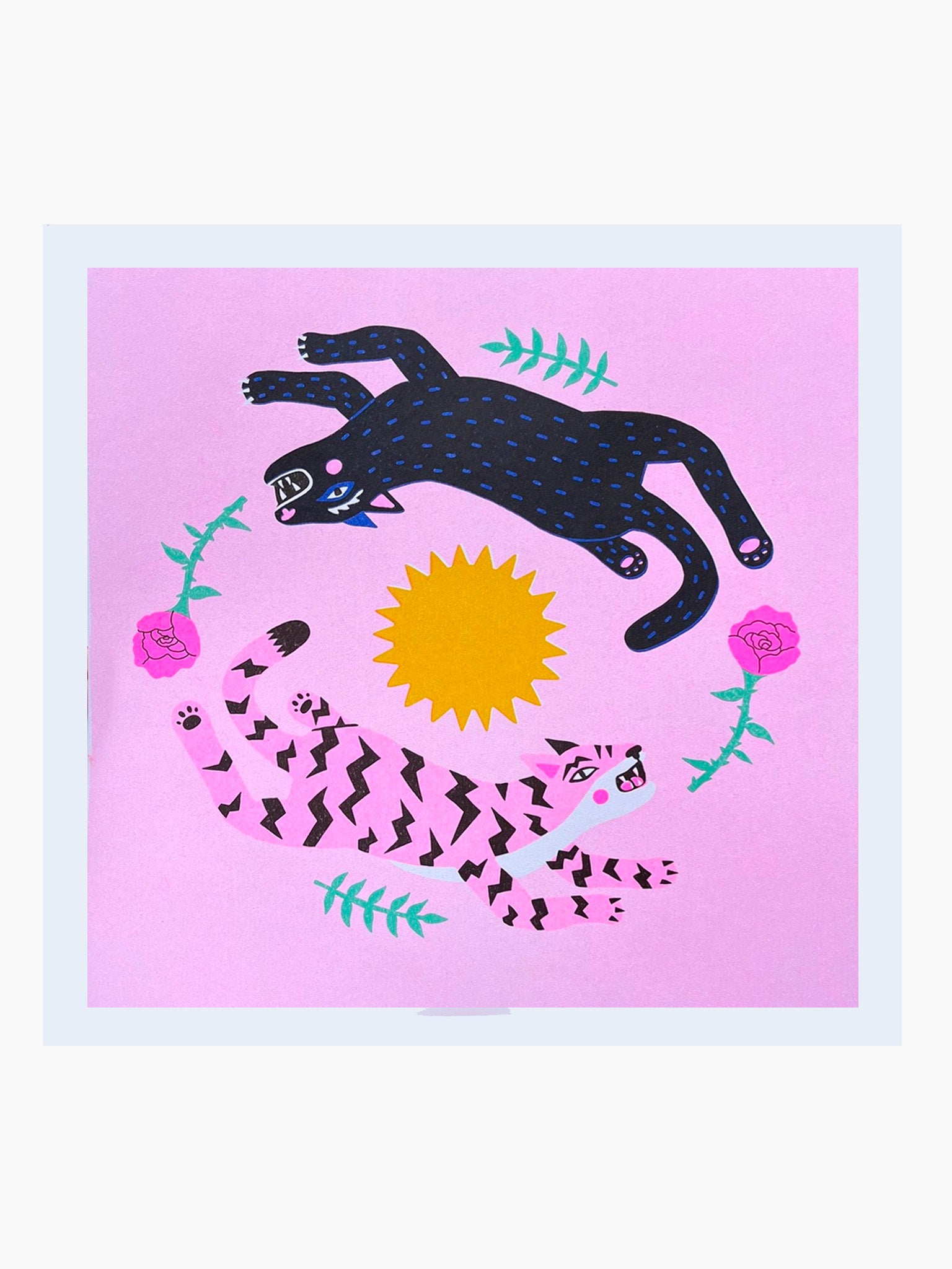 Leaping Cats Square by Amy Hastings - Risograph Print (A4)