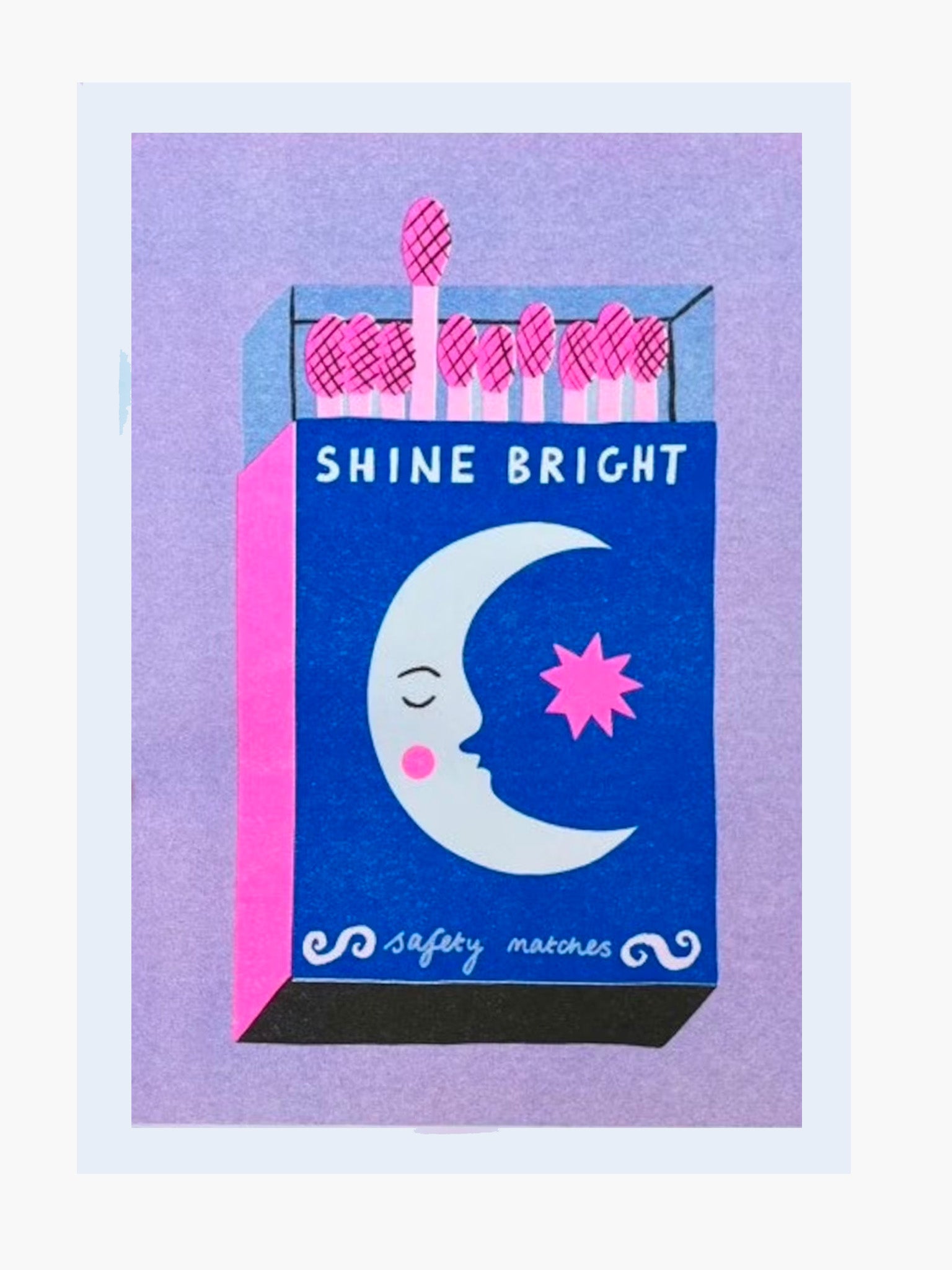 Shine Bright Matchbox by Amy Hastings – Risograph Print (A4)