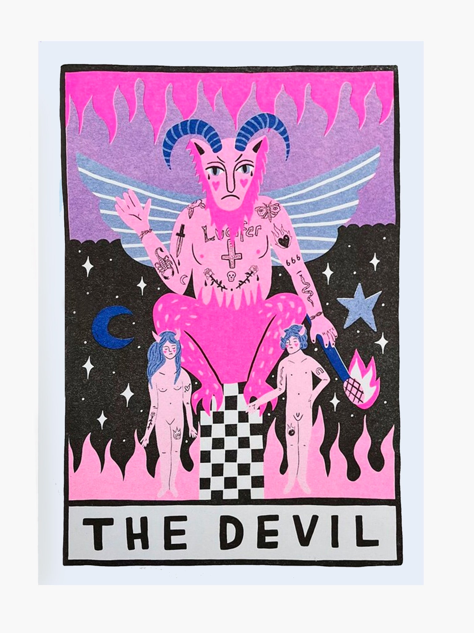 The Devil Tarot by Amy Hastings - Risograph Print (A4)