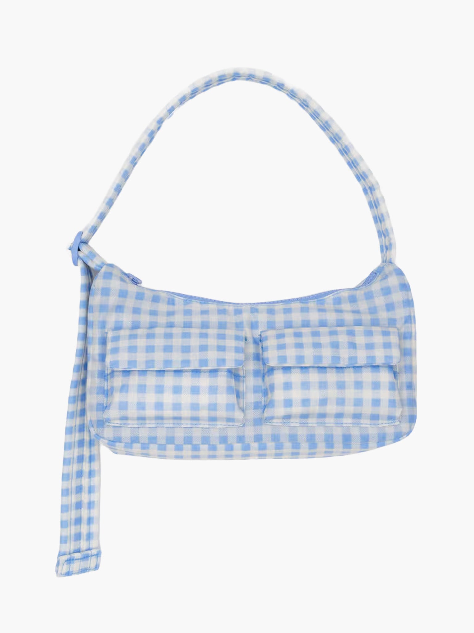 Cargo Shoulder Bag -  Light Blue Gingham