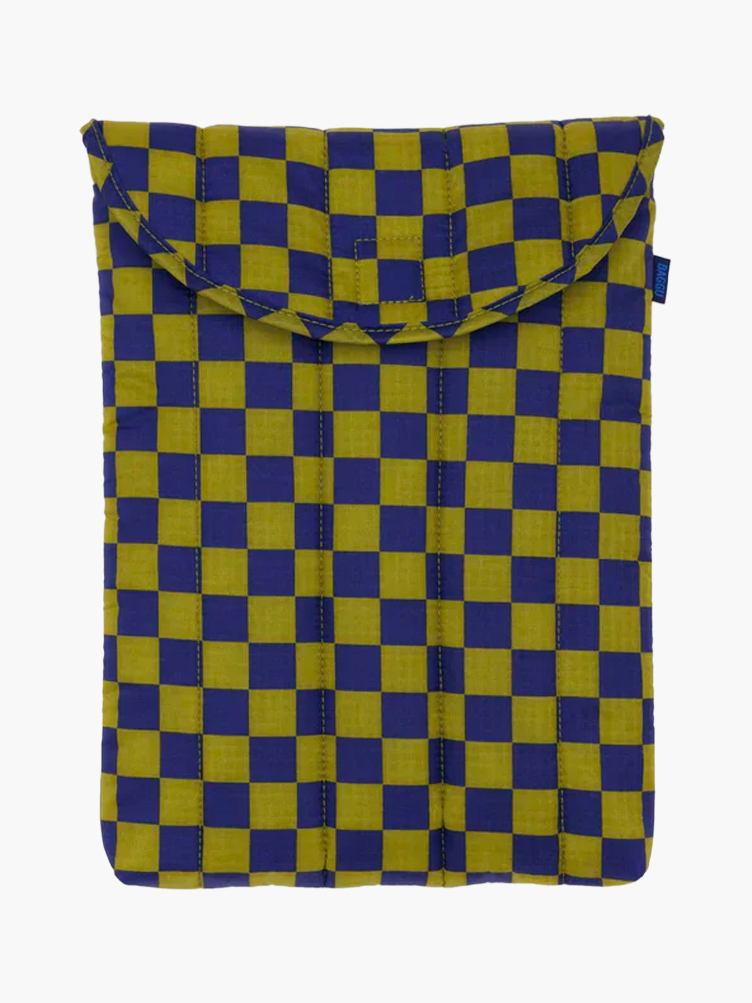 Puffy Laptop Sleeve 13"/14" - Pear Navy Check